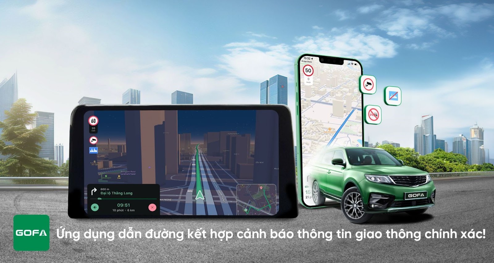 App chỉ đường có cảnh báo tốc độ GOFA